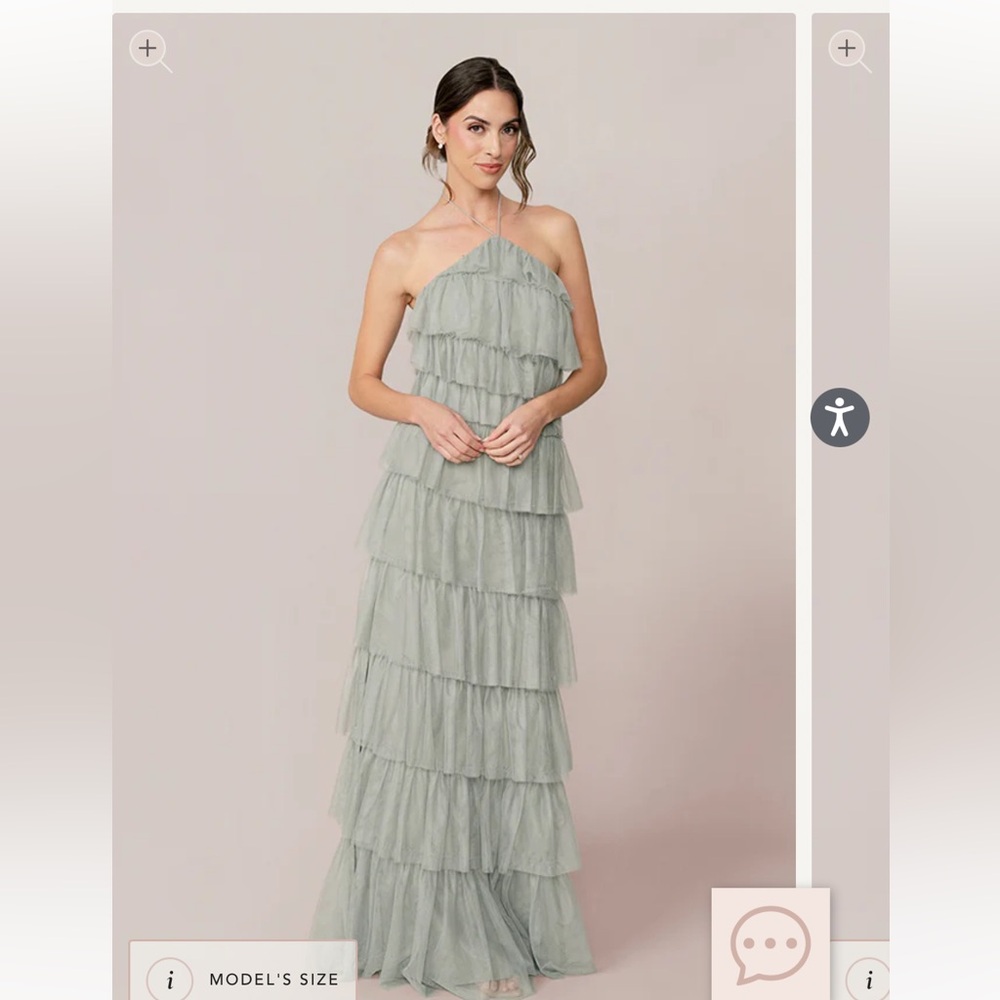 Revelry Carrie Tulle Sage Bridesmaid Dress